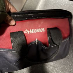 Husky 4 Pocket Zippered Tool Bag, 12" × 7", Red-Black
