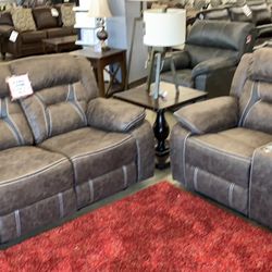 Areo Leather Reclining Sofa And Love For Sale!