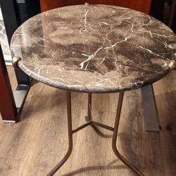 Brown Marble Round End Table