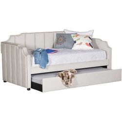 Zanna Upholstered Twin-Sized Day Bed with pullout Trundle