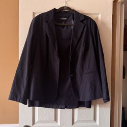 Blue Pin-Striped Jacket & Skirt (Size 20)