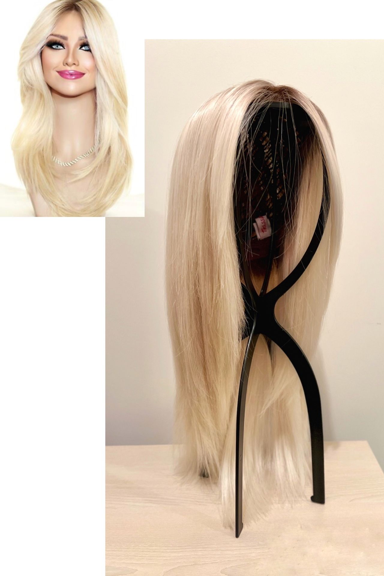 “Sizzle” by TressAllure | Shade: 24/102/R12 Platinum Blonde Rooted, NWT!*