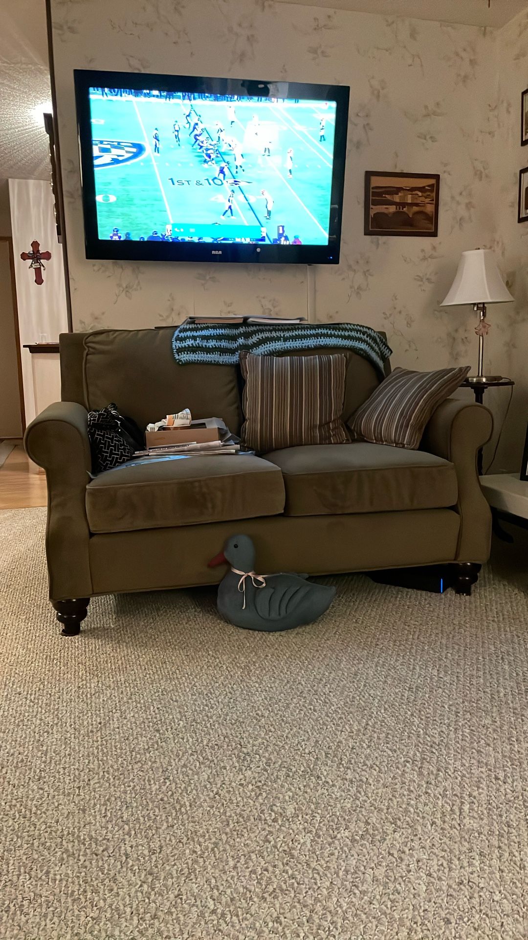 Loveseat Sofa With Two Pillows