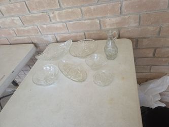 Variety of Vintage glass Scalloped Edge Pieces