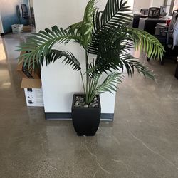 Artificial Palm Tree Plant With River Rocks And Pot