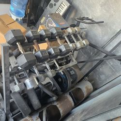 ~1,000+ LB Home Gym Lot – Rogue Bar, SSB, Squat Bar, Dumbbells,Plates + Flooring