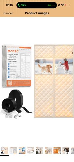 MAGZO Magnetic Door Draft Stopper Curtain with Perspective Window, 60" x 80",