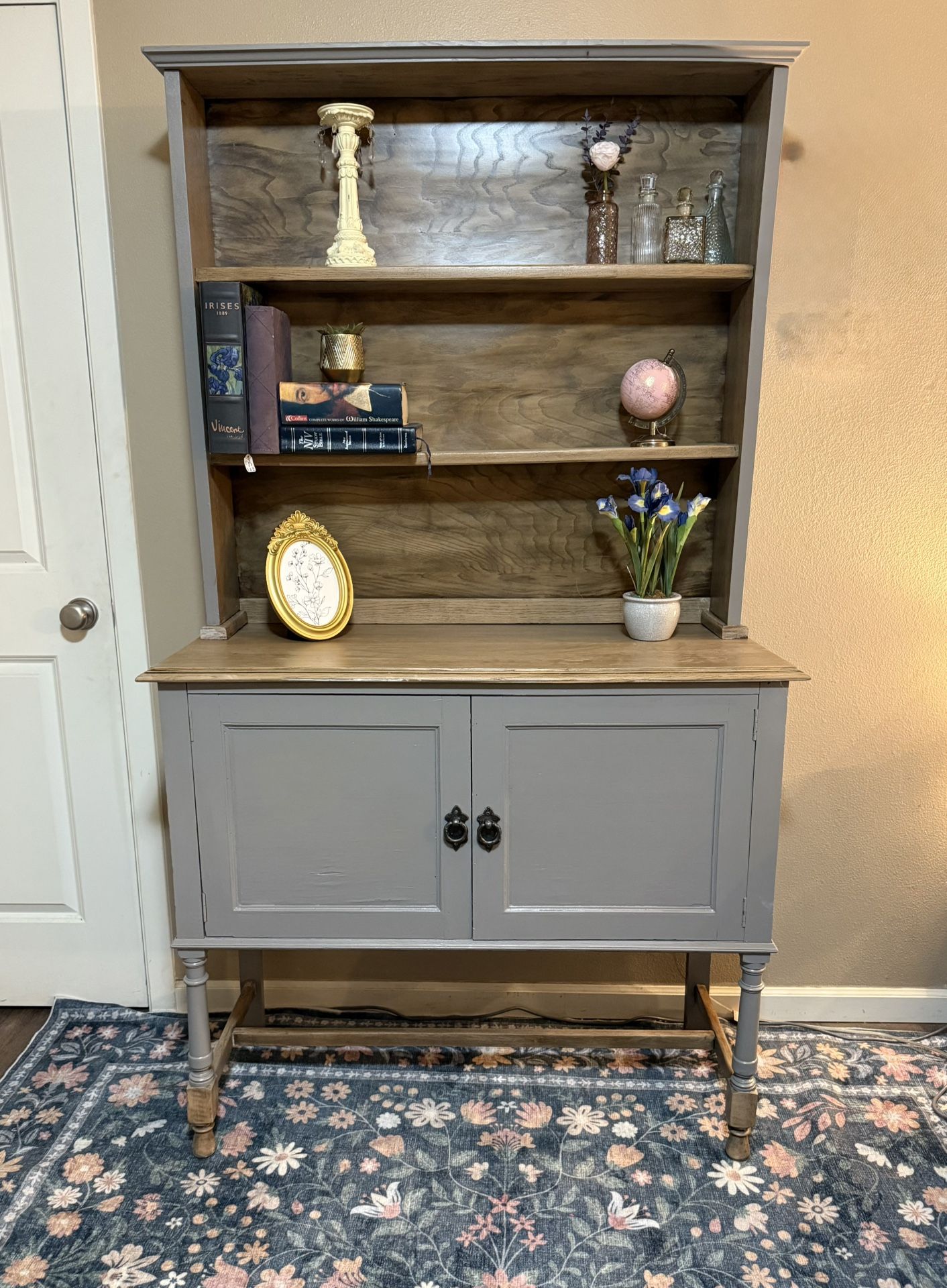 Antique Solid Wood Buffet Hutch 