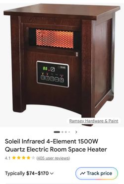 Soleil Electric Infrared Quartz Cabinet Heater with Remote 1500W Indoor Walnut Color WH-94H