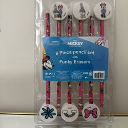 Disney pencils & erasers set, new: