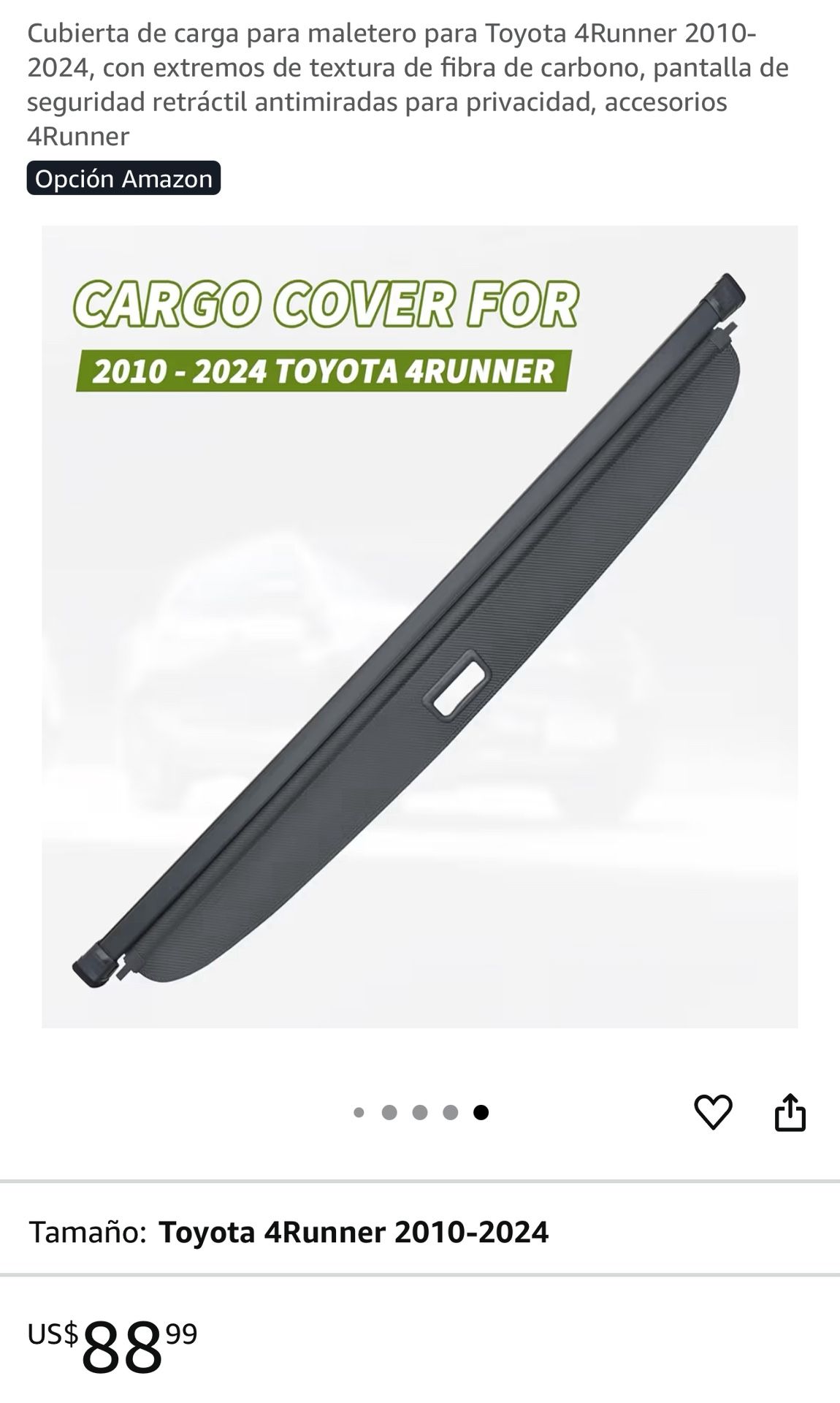 Cubierta de carga para maletero, Cargo Cover Toyota 4Runner 2010-2024