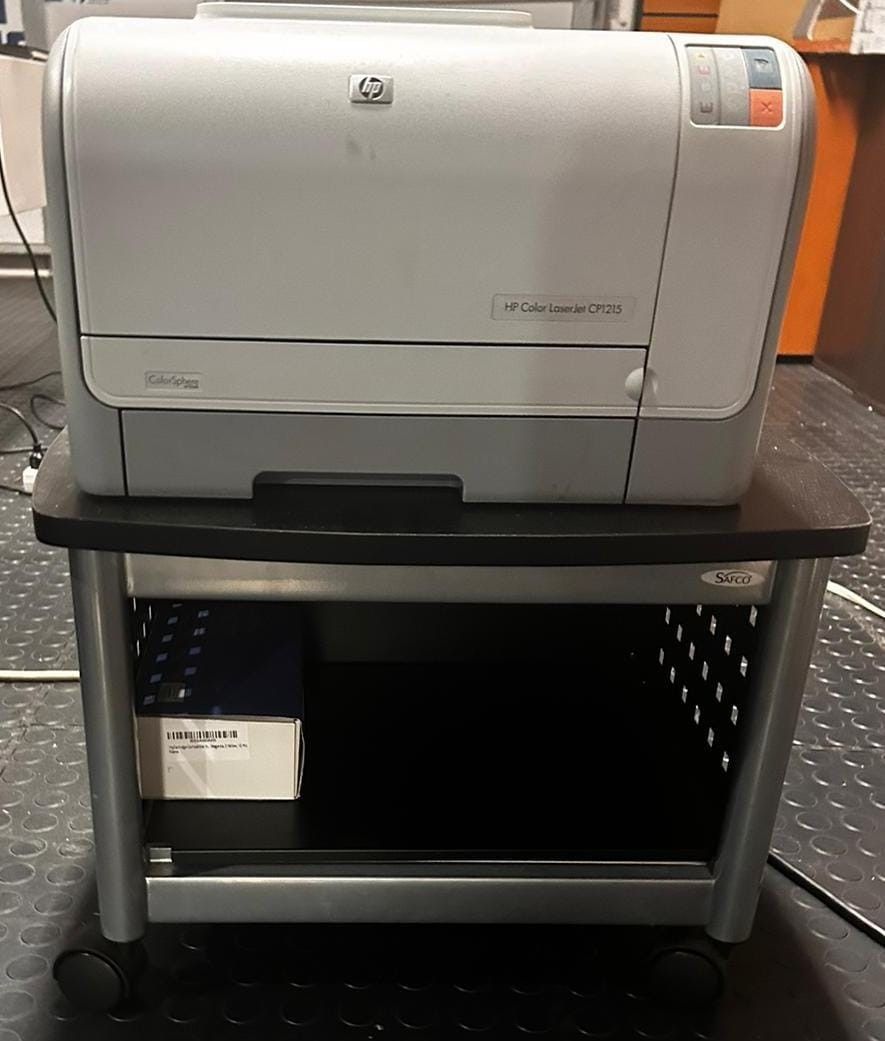 HP Color LaserJet CP1215 Printer and Printer Table Works Great and in Great Condition!