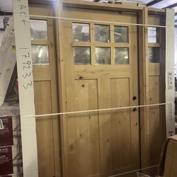 Krosswood Doors 70 in. x 80in. Craftsman 1 Panel 6-Lite Knotty Alder Unfinished Left-Hand Inswing Prehung Front Door with Sidelites