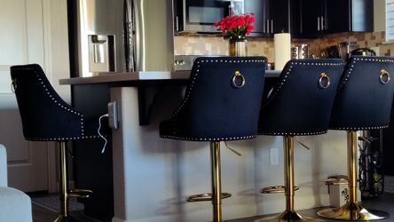 Velvet Black And Gold Stools