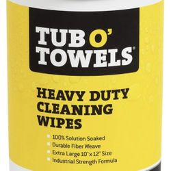 Tub O Towels TW90 Heavy-Duty 10" x 12" Size Multi-Surface Cleaning Wipes, 90 Count Per Canister