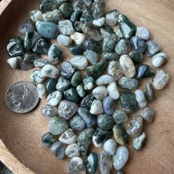 moss agate chips/ tumbles bundle
