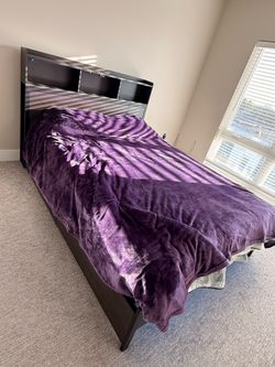 Queen Bed Frame with storages, USB Charging station and USB lights