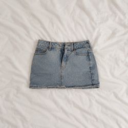 PacSun Raw Hem Light Wash Denim Mini Skirt