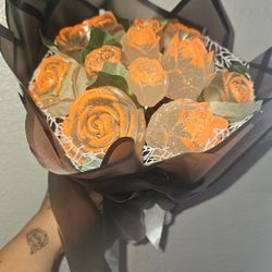12 CT Orange Resin Flower Bouquet 