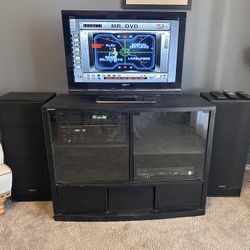 Onkyo Stereo System And Cabinet Set-Great Working Condition