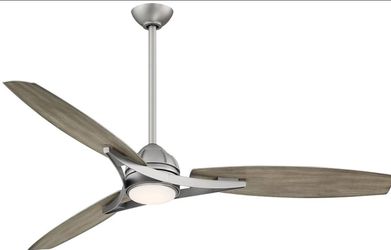 Minka Aire F742L-BNK Molino - 65 Inch Ceiling Fan with Light Kit, Burnished Nickel Finish with Seashore Grey Blade Finish with Etched White Glass