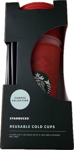 Brand New Starbucks UNLV 5 Reusable Cold 24 Oz Cups Lids And Strawss Bpa Free Retail $18.95