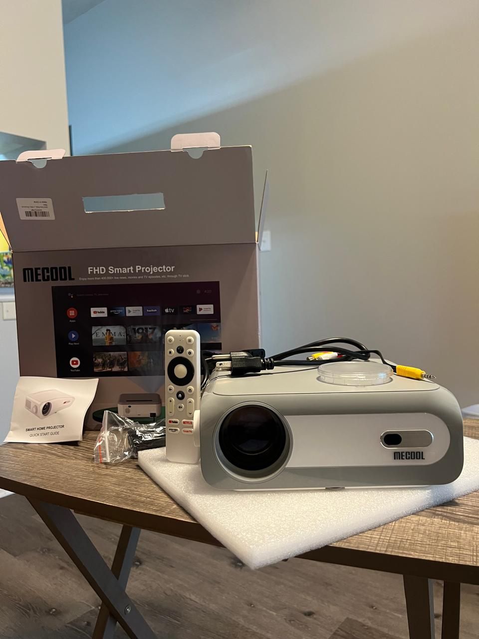MeCool FHD Smart Projector KP1 with Remote, TV Stick & HDMI Cable – Netflix Certified