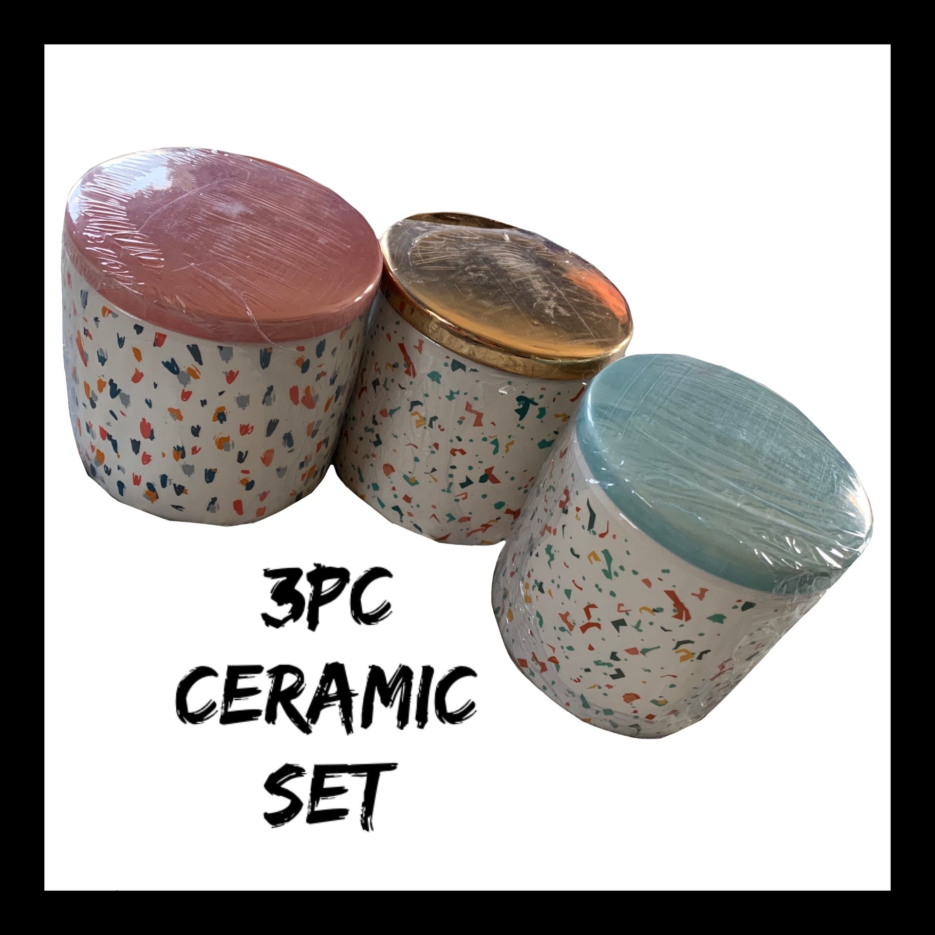 NWT 3pc Ceramic Trinket Box Set