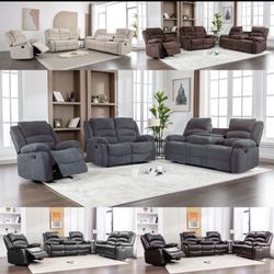 NEW DYNO 3pc RECLINING LIVING ROOM SOFA AND LOVESEAT WITH RECLINER INCLUDING FREE DELIVERY Online Deal Only