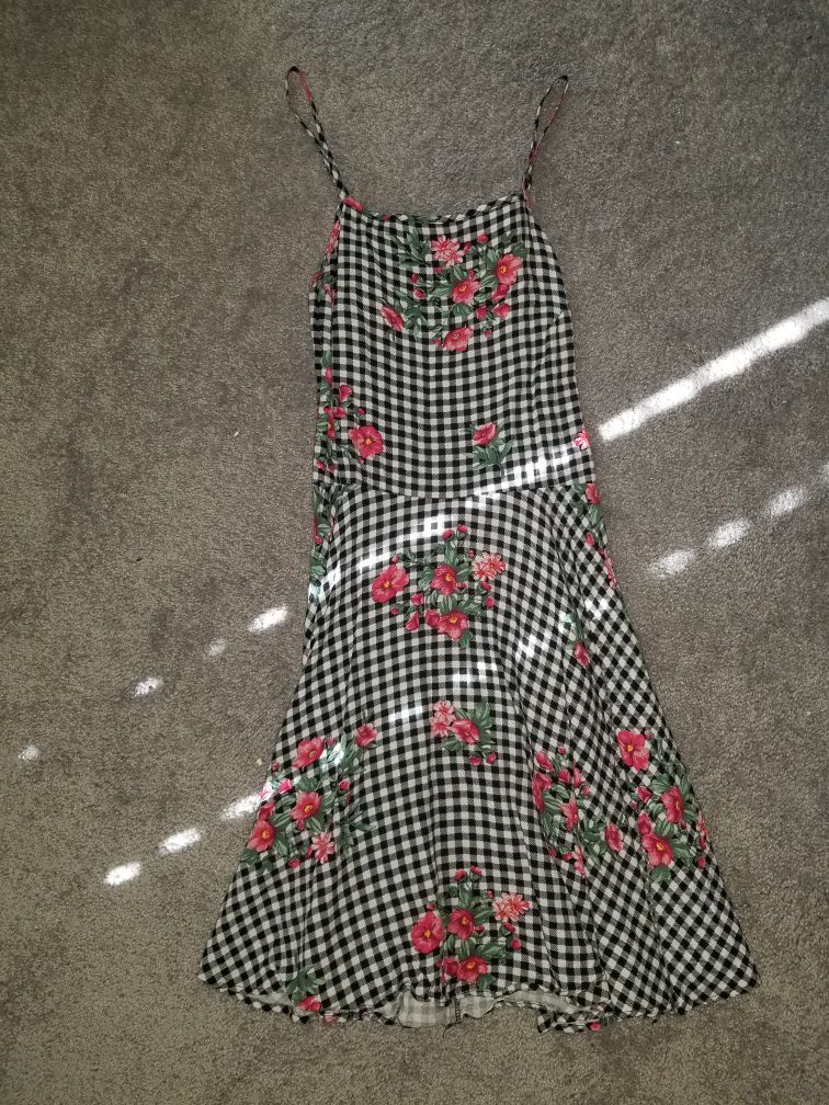 Checkered floral summer dress