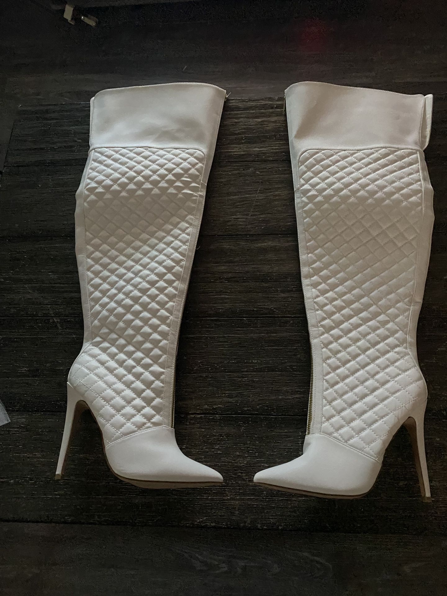 Thigh High stiletoe boots -white