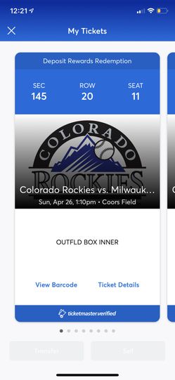 8 tickets April 26th vs Brewers. Box 145