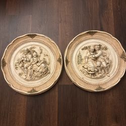Vintage Alexander Backer Chalkware Wall Plaques (Set Of Two)