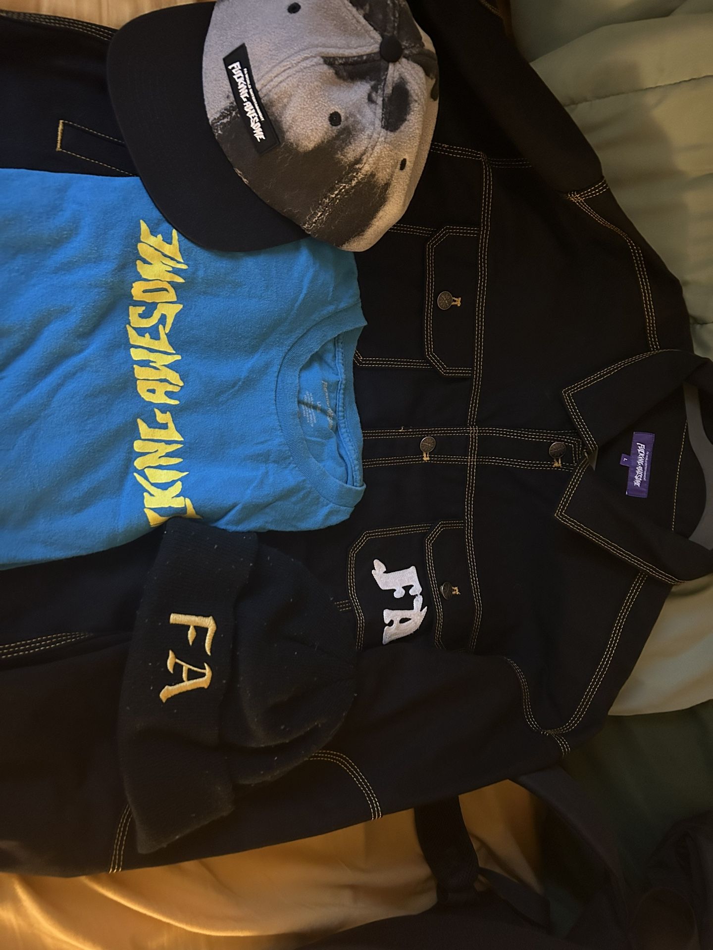 FuckingAwesome BUNDLE DEAL JEAN JACKET HAT BEANIE T SHIRT