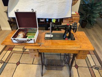 Antique Singer Treadle Sewing Machine with Cabinet
