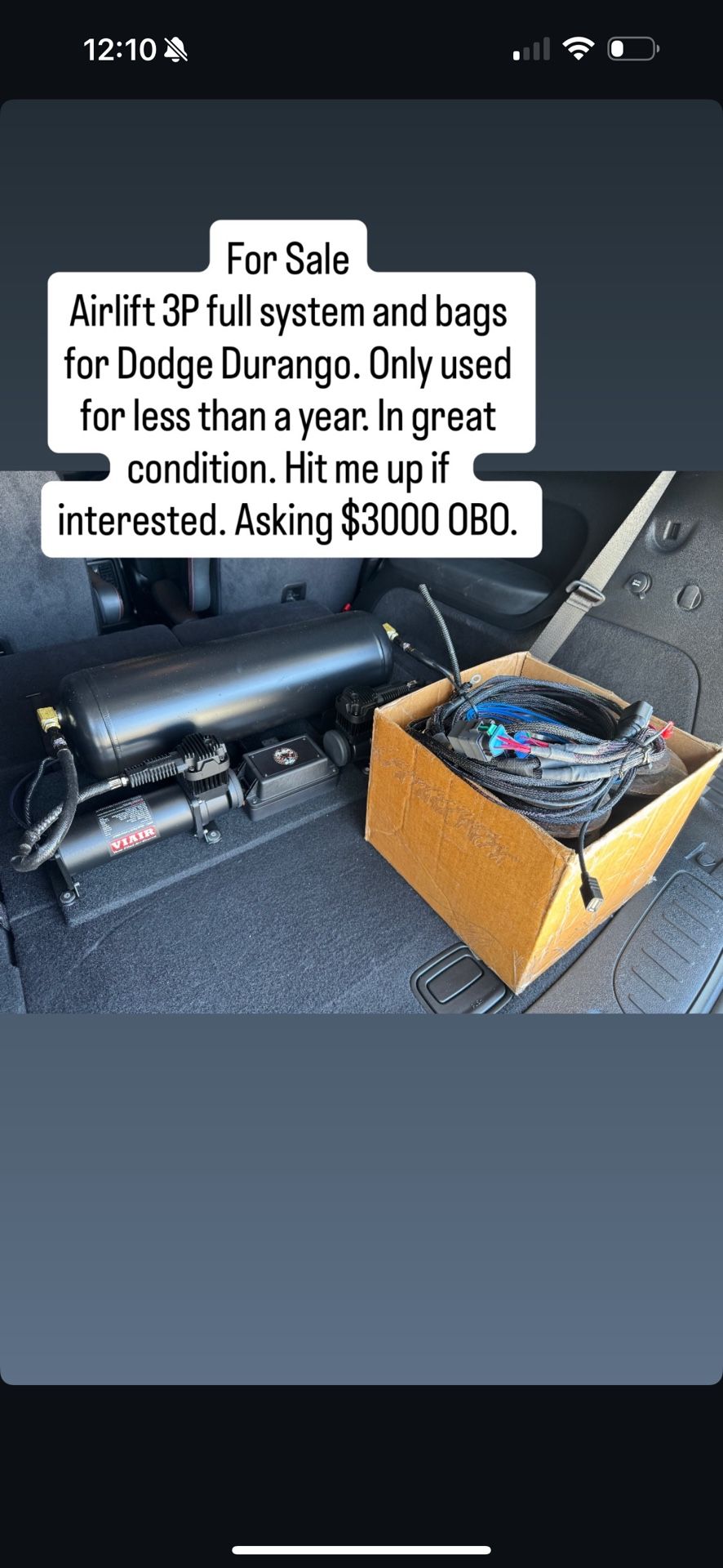 Airlift 3P Full System And Bags For Dodge Durango