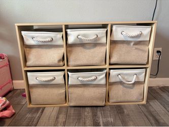 Birch Wood 6 Storage Cube w/ Baskets