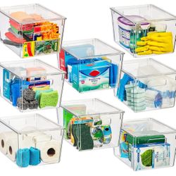 8 pack ClearSpace Plastic Storage Bins with Lids X-Large – Perfect Kitchen Organization, Desk Organizer or Pantry Storage – Desktop Organizer, Pantry 