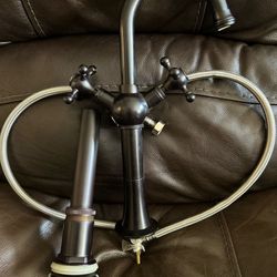 Matte Black Vintage-Style Gooseneck Faucet - Cross Handles (New)