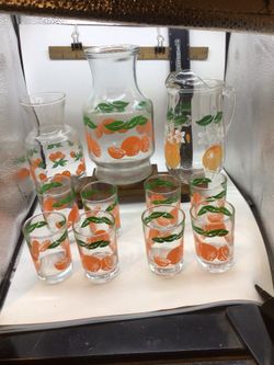 Vintage Orange Glassware  🍊 1970’s - Great collection 🍊 Vintage Anchor Hocking Orange Juice Carafe/ Pitcher 🍊