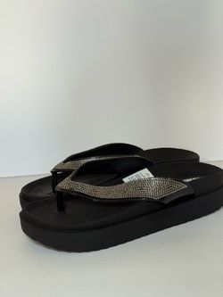Andrea black rhinestone flip-flops new size 6
