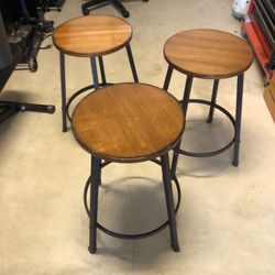 Set Of 3 24 Inch Bar Stools Hand Stained 