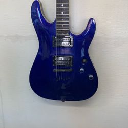 Blue Schecter Guitar