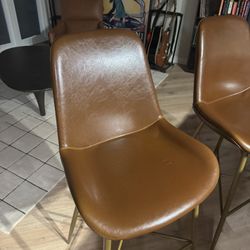 Brown Leather Barstools (set Of 2)