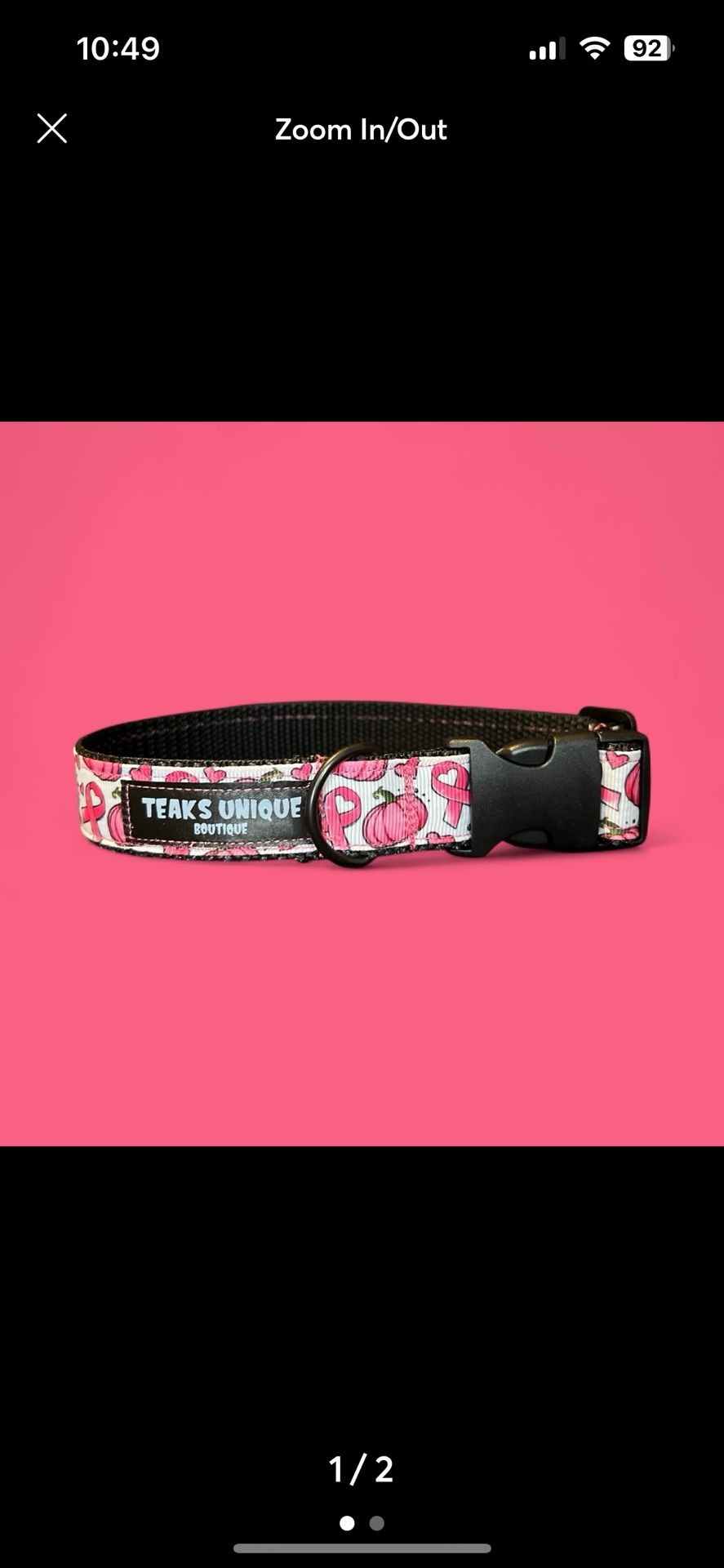 Handmade Breast Cancer Awareness Dog Collar