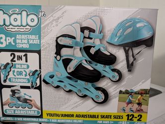 New Youth Junior Adjustable Skates Size 12 - 2  With Helmet