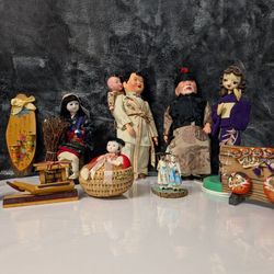 Vintage Japanese Doll Lot – Mixed Traditional Figures & Decor (Asian Collectibles)