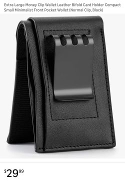 Leather money clip bifold wallet