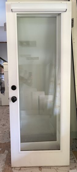 Pair of White Full-Glass Doors – 30" x 79" each (Optional Motorized Shades)