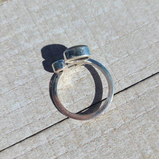 Natural Grey Moonstone & Peridot 925 Ring